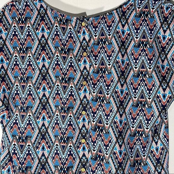 Wishful Park Blue and Orange Button Down Blouse - Picture 7 of 11